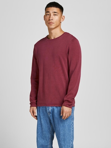 Coupe regular Pull-over 'Leo' JACK & JONES en rouge : devant