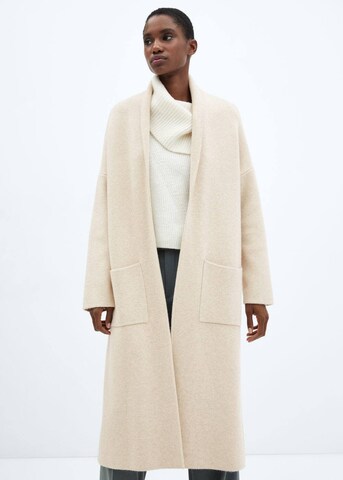 MANGO Knitted Coat 'Ringo' in Beige