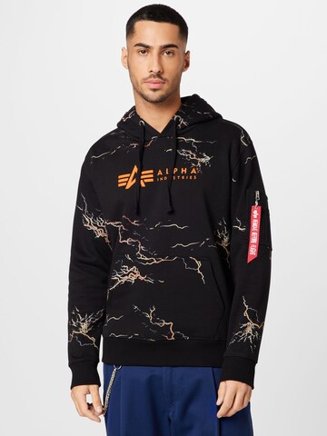 ALPHA INDUSTRIES Tréning póló - fekete: elől