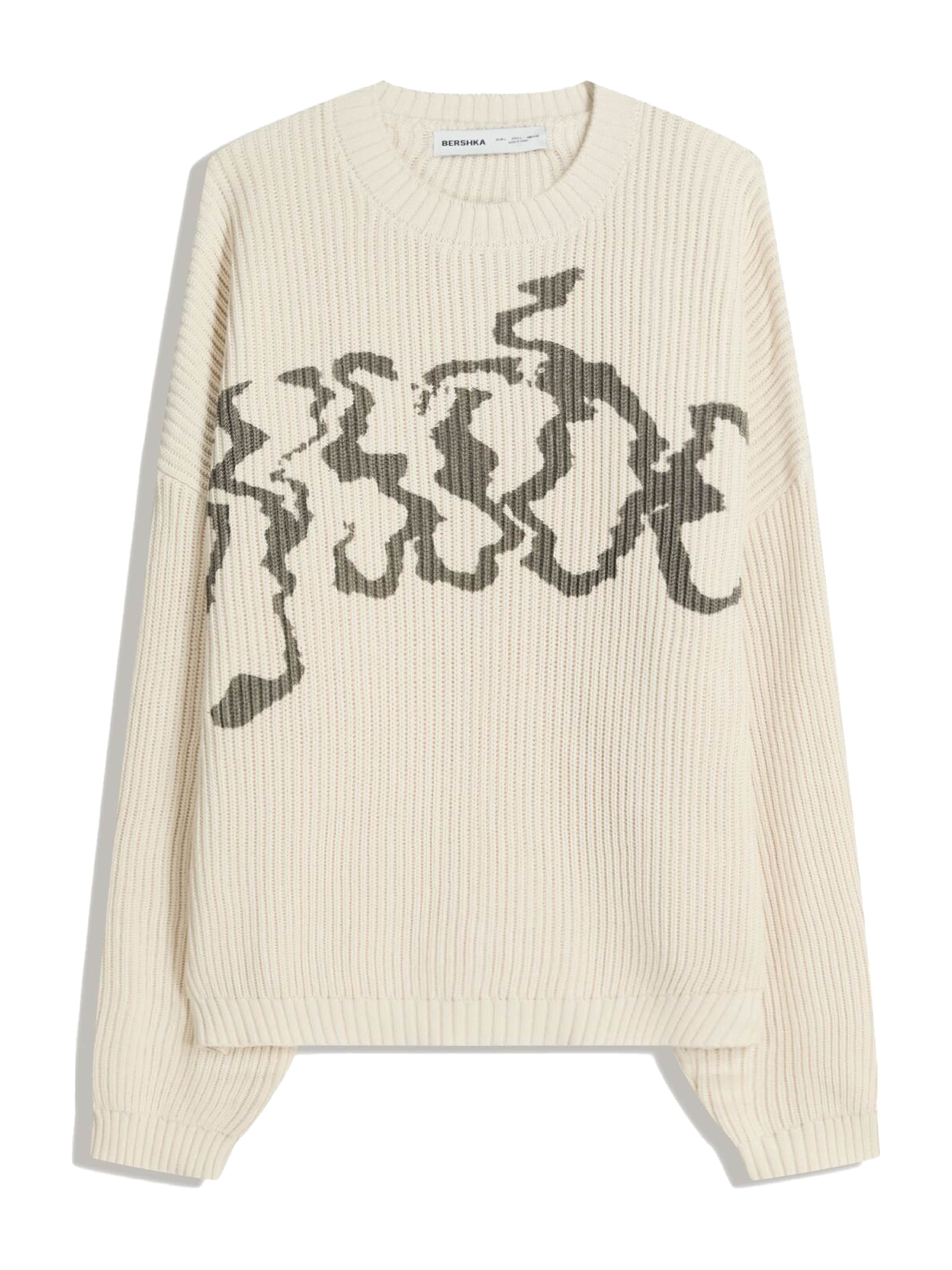 Bershka Pull-over en olive / blanc cassé, Vue avec produit
