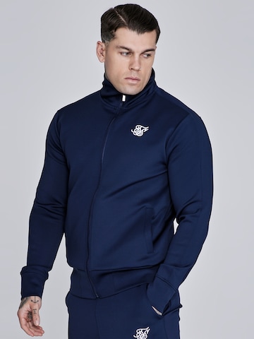 Veste de survêtement SikSilk en bleu : devant