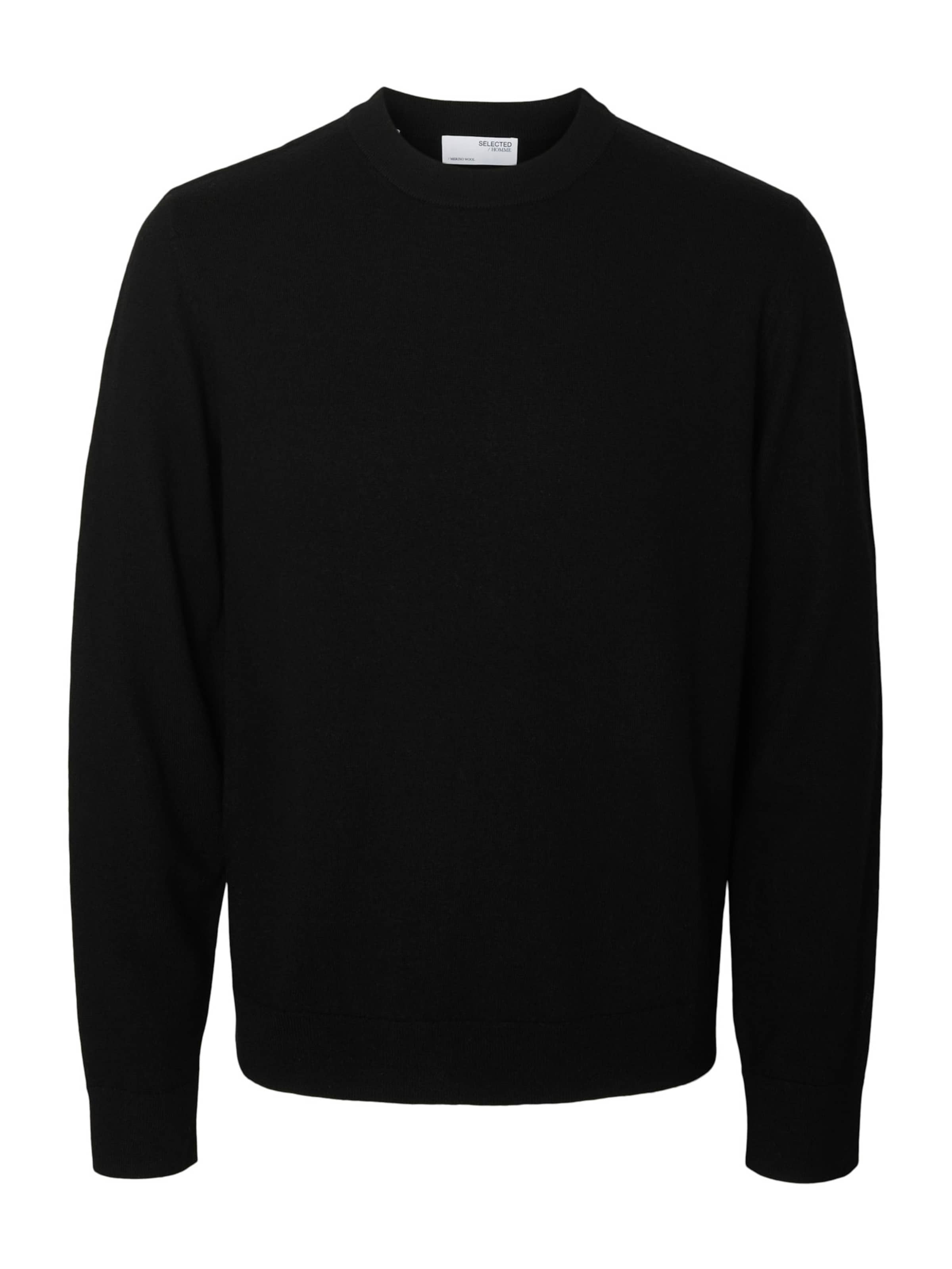 Pull-over 'SLHTray' SELECTED en noir : devant