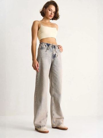 Bianco Lucci Wide leg Broek 'Hose' in Grijs: voorkant