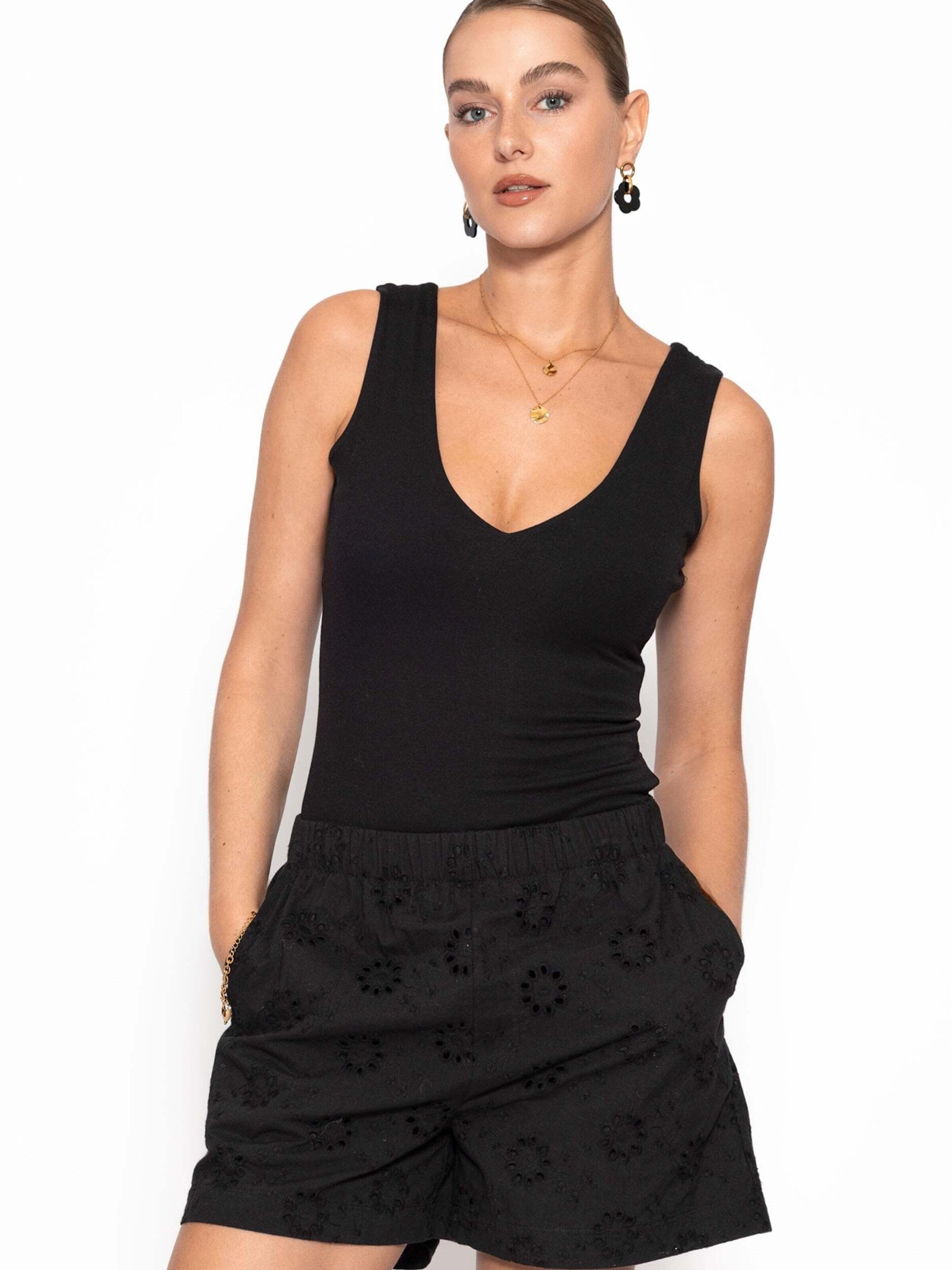 SASSYCLASSY Shirt Bodysuit in Black