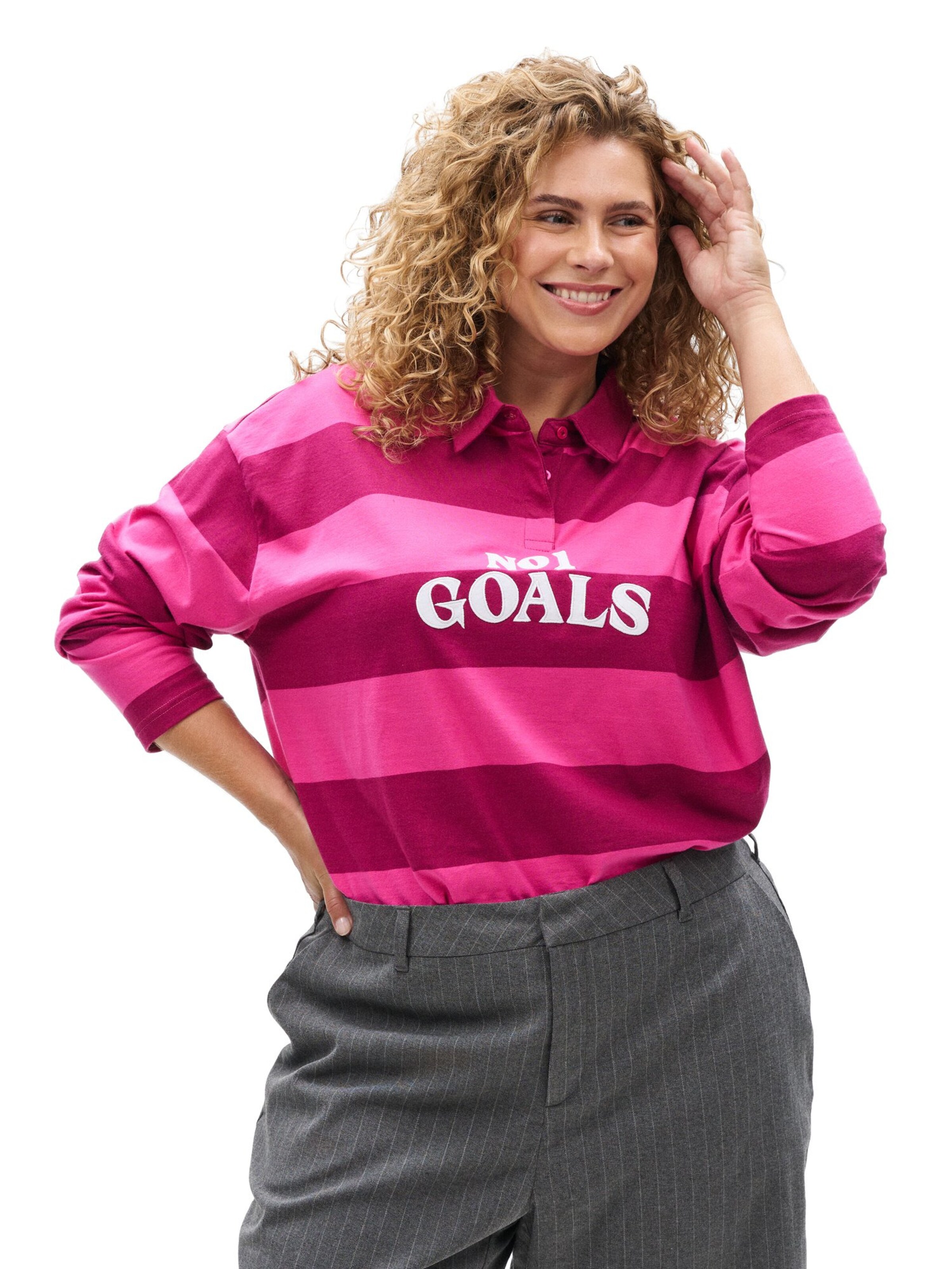 Zizzi Футболка 'Enilla' в Ярко-розовый: спереди