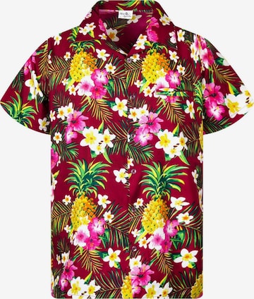 King Kameha Hemd 'Pineapple Flowers' in Rot: Vorderseite