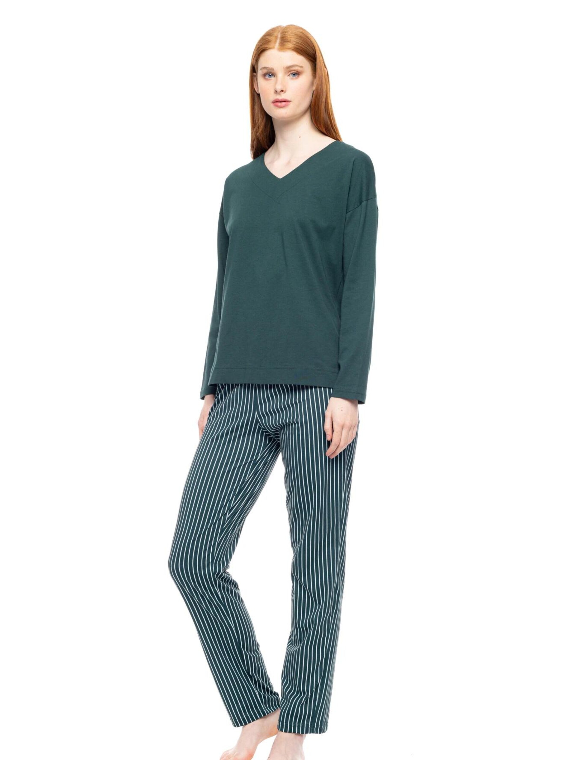 Pink Label Πιτζάμα 'PYJAMA GREEN FOREST STRIPES' σε πράσινο