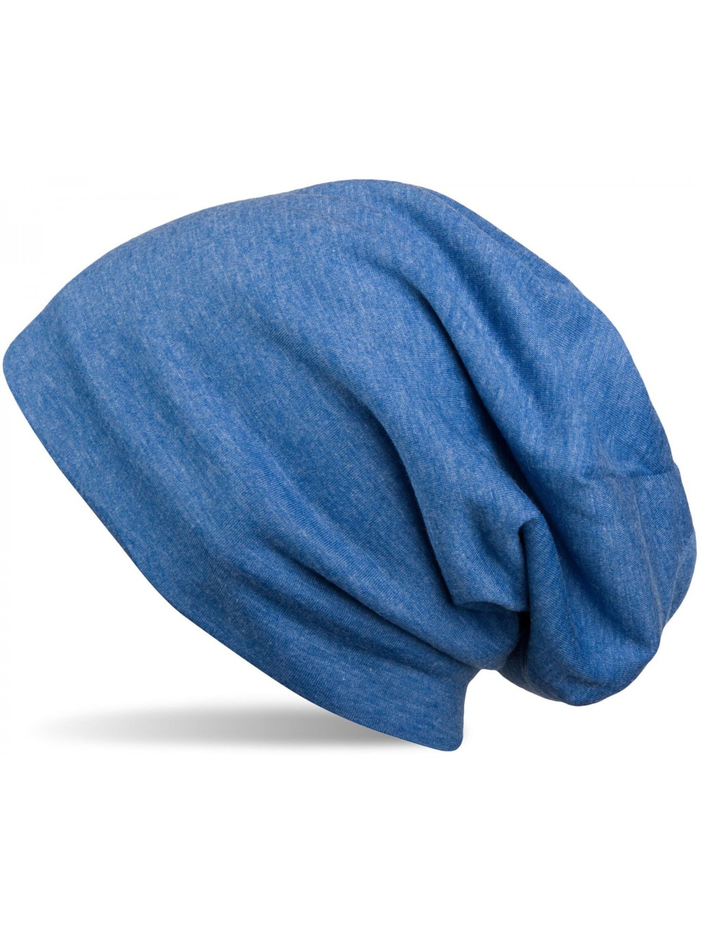 styleBREAKER Mütze 'Unifarbene Beanie Mütze mit Fleece'‌ in Blau: Vorderseite