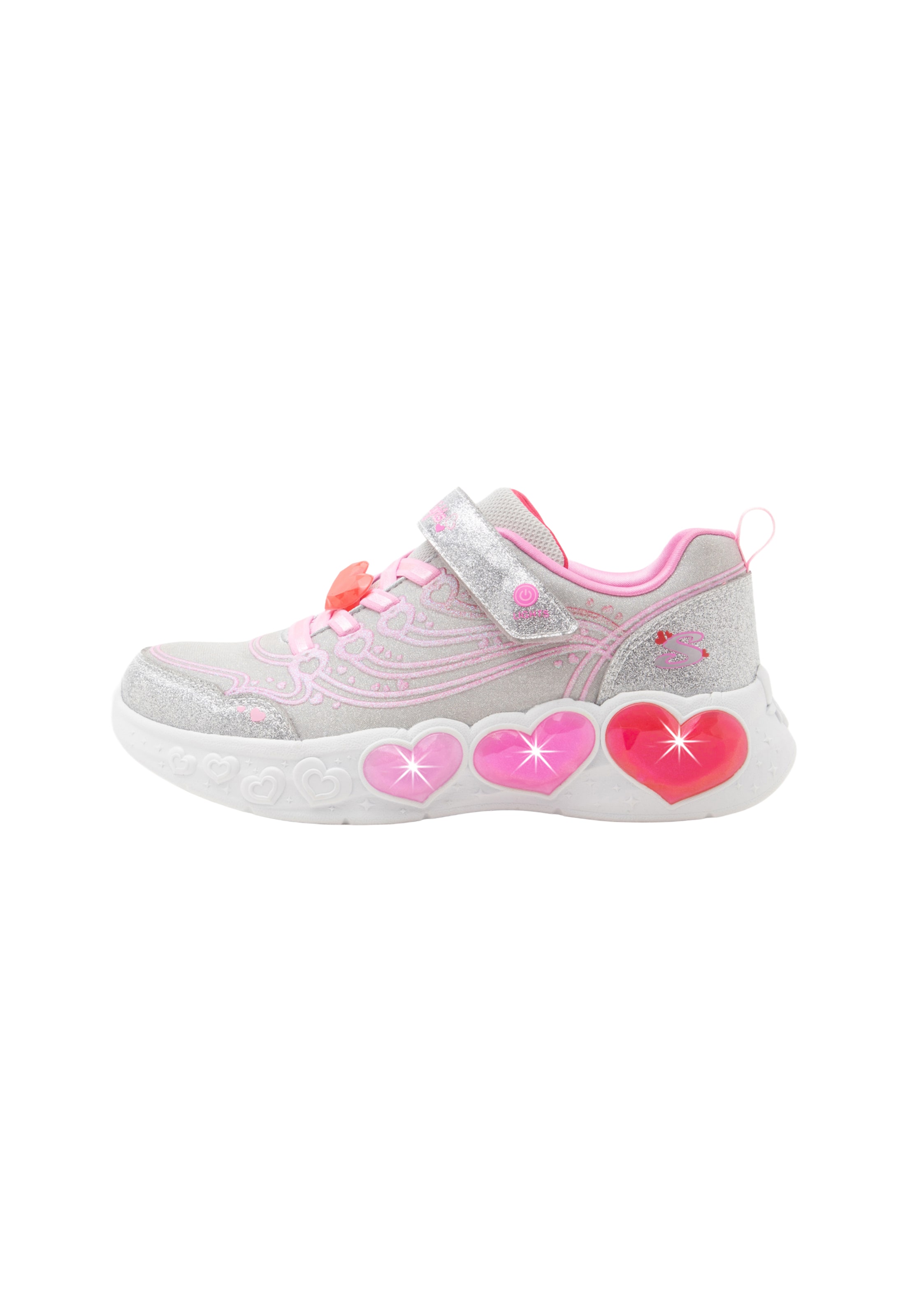 SKECHERS Superge 'ENCHANTED HEART LIGHTS' | srebrna barva: sprednja stran