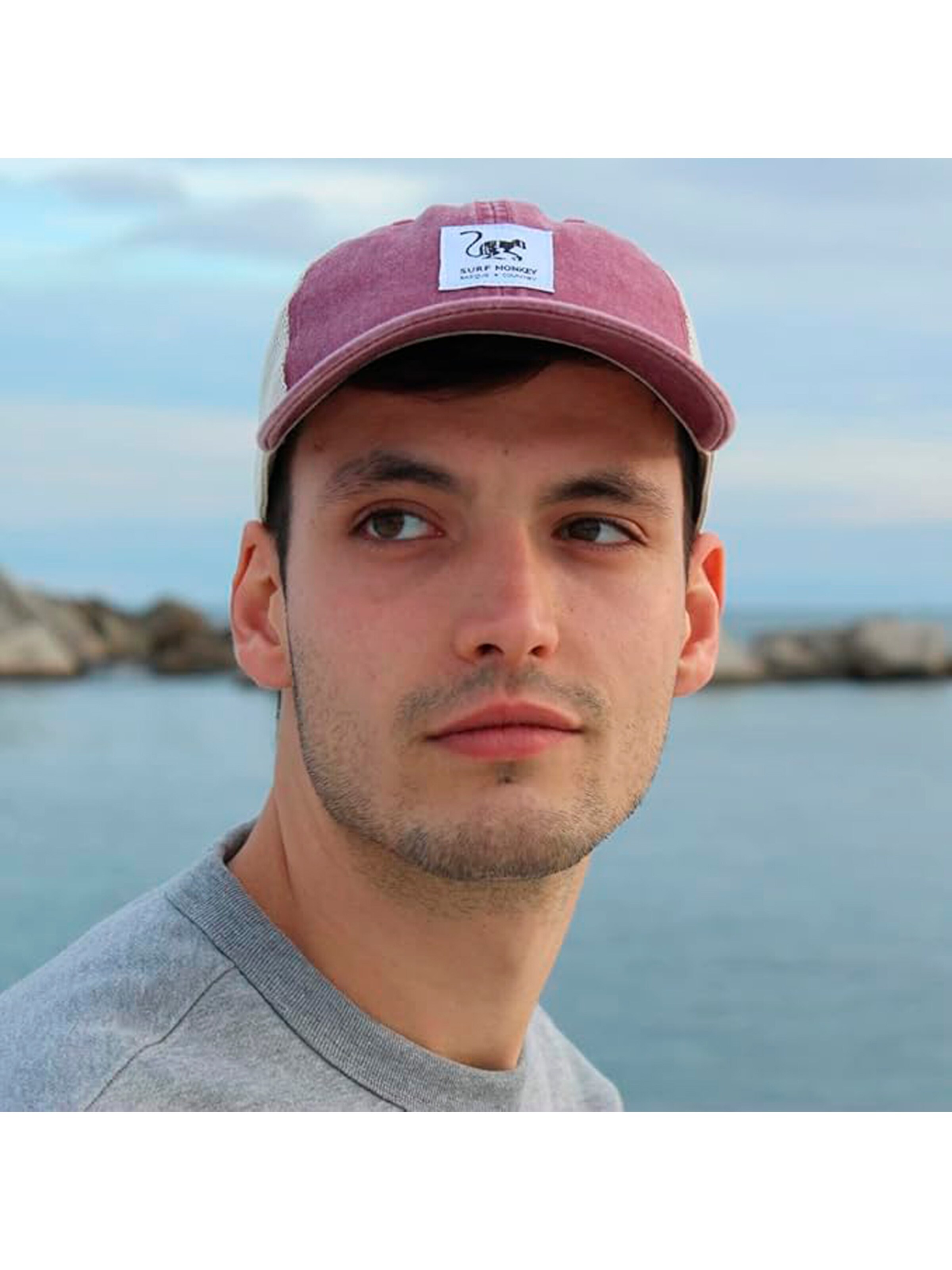 Surf Monkey Athletic Cap in Red