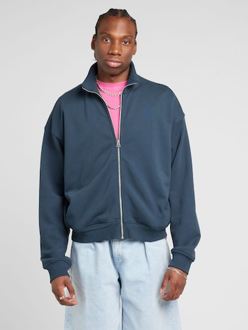 WEEKDAY Zip-Up Hoodie in Blue: front