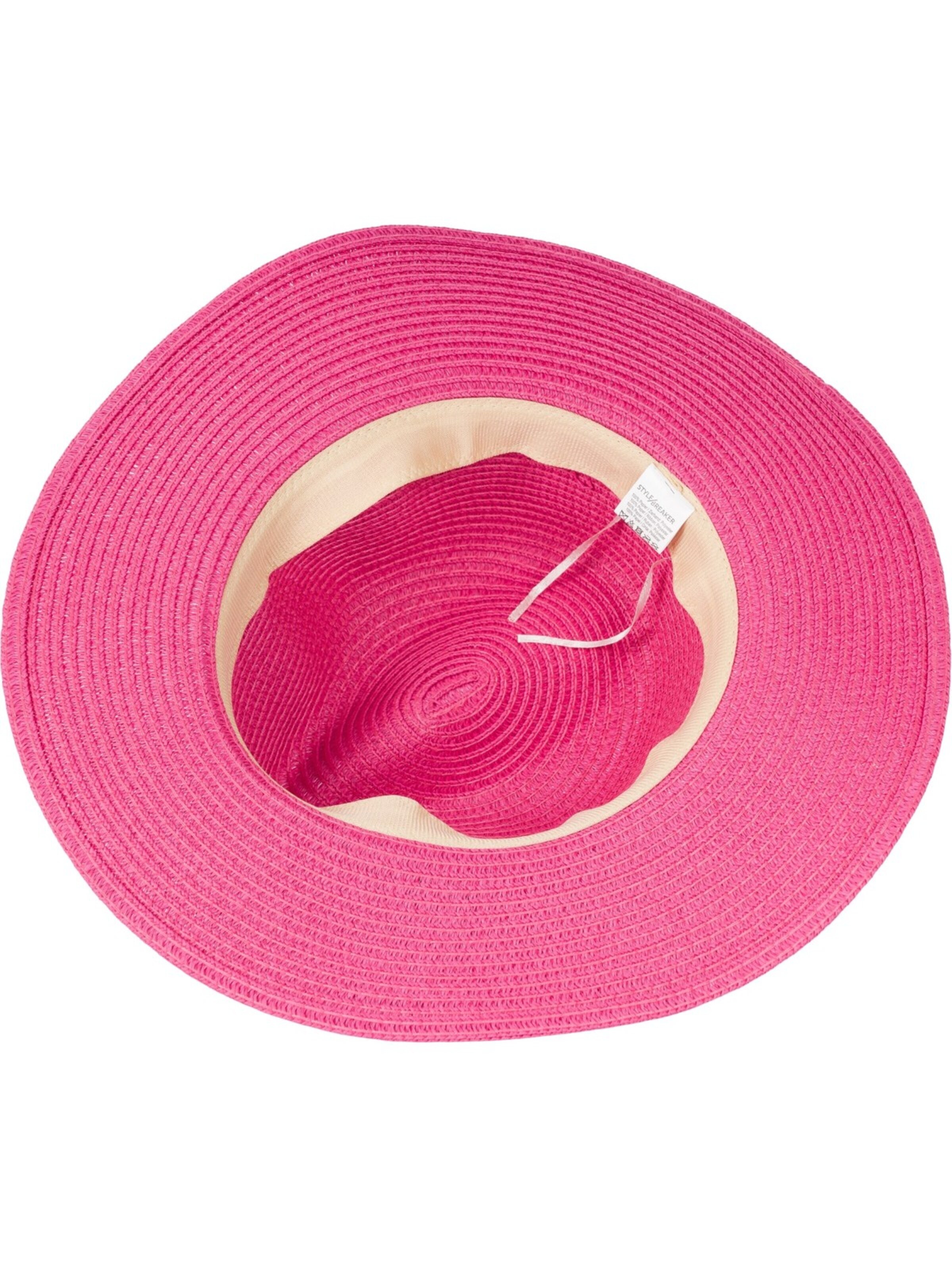 styleBREAKER Hat 'Panama Strohhut Hutband Azteken Muster' in Pink