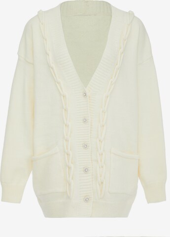 caissa Knit Cardigan in White: front