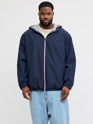 Jack & Jones Plus Демисезонная куртка 'JJJake' в Синий: спереди