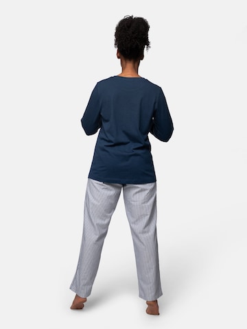 greenjama Pajama Shirt 'Langarm-Shirt mit Woll-Anteil und Bündchen' in Blue