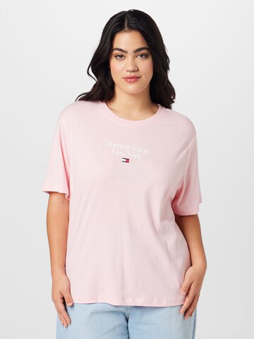 Tommy Jeans Curve Тениска 'Essential' в розово: отпред