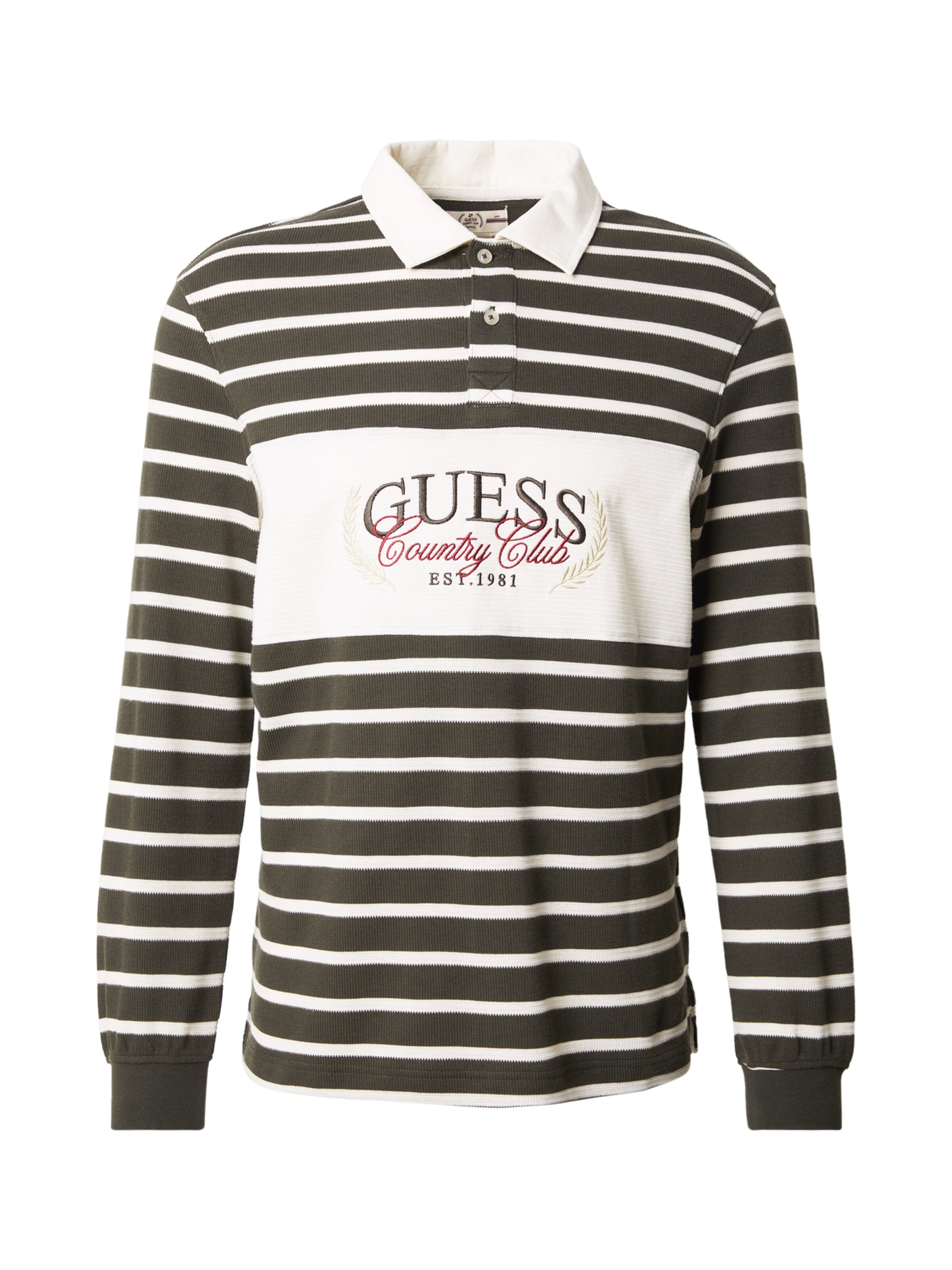 GUESS Shirt in XS in oliv / rot / weiß, Produktansicht