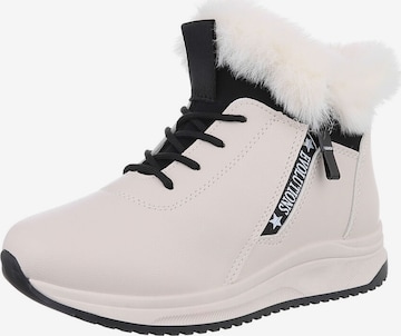 Ital-Design Lace-Up Ankle Boots in Beige: front