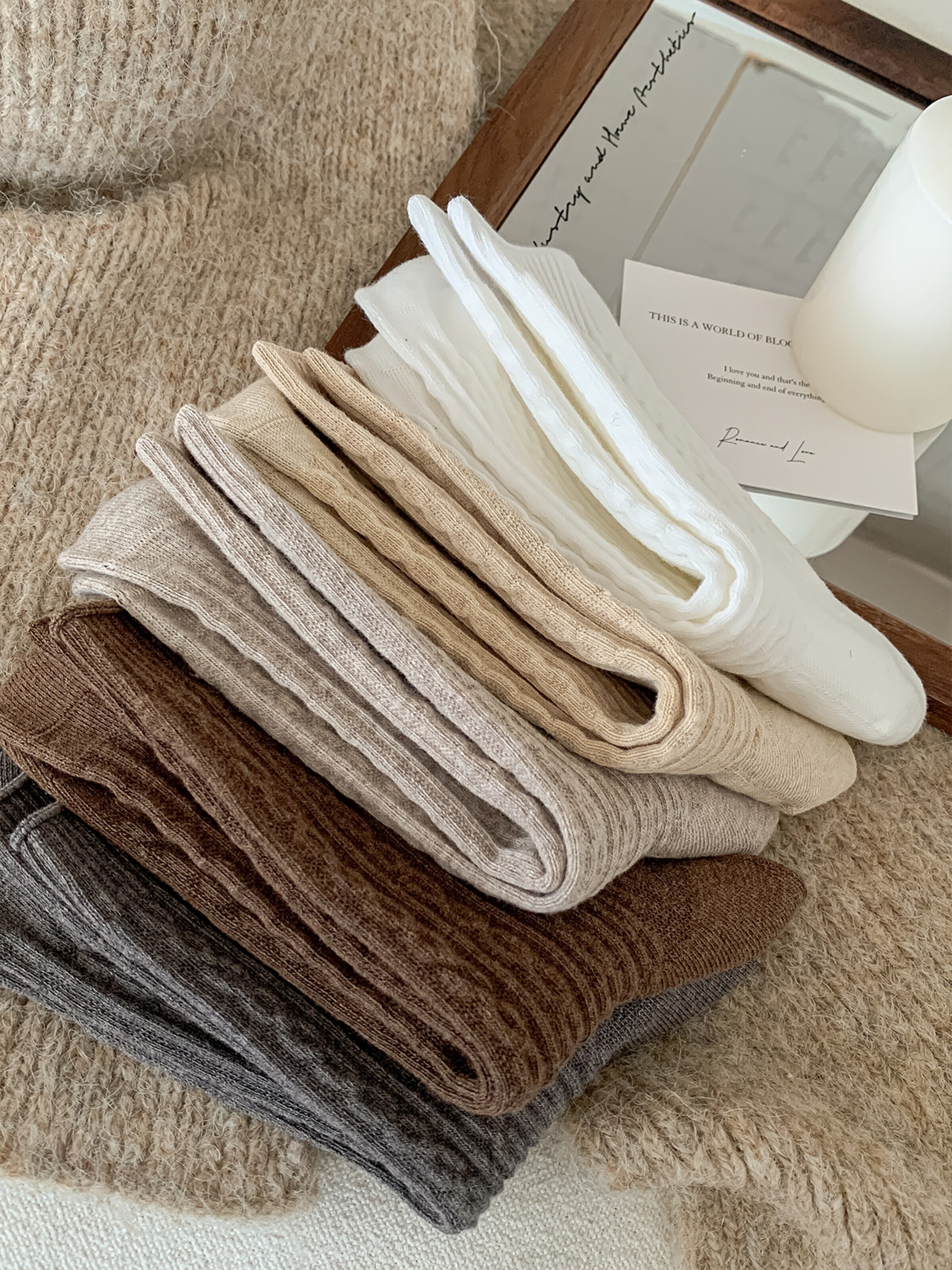 Millo Socks 'Cosy Twist' in Beige