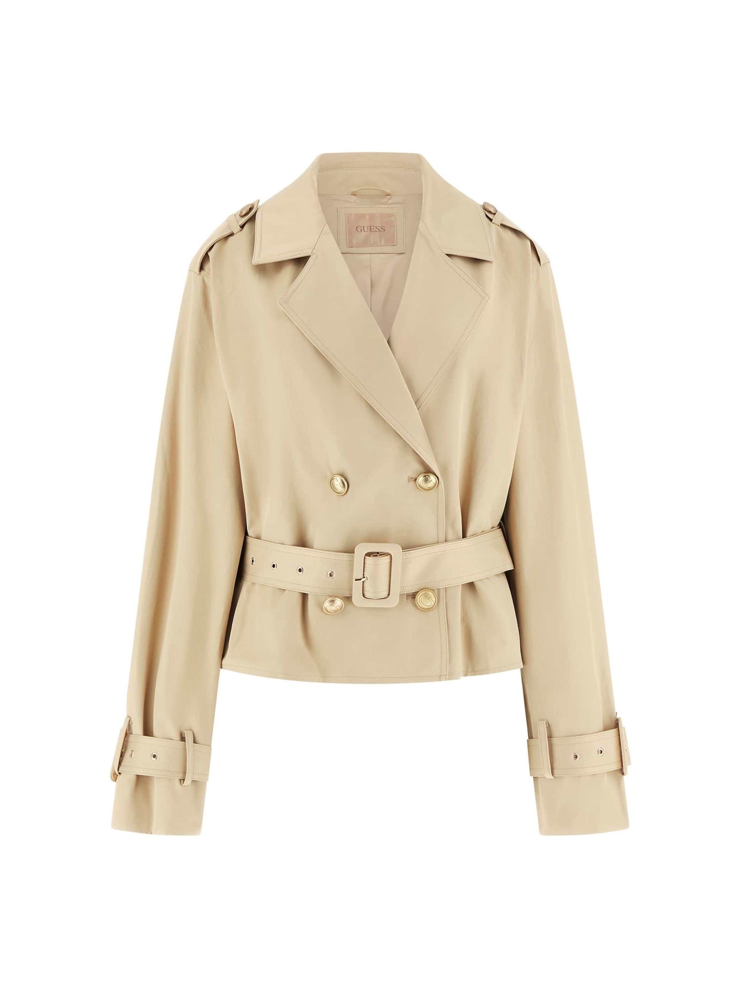 GUESS Přechodná bunda – béžová: přední strana