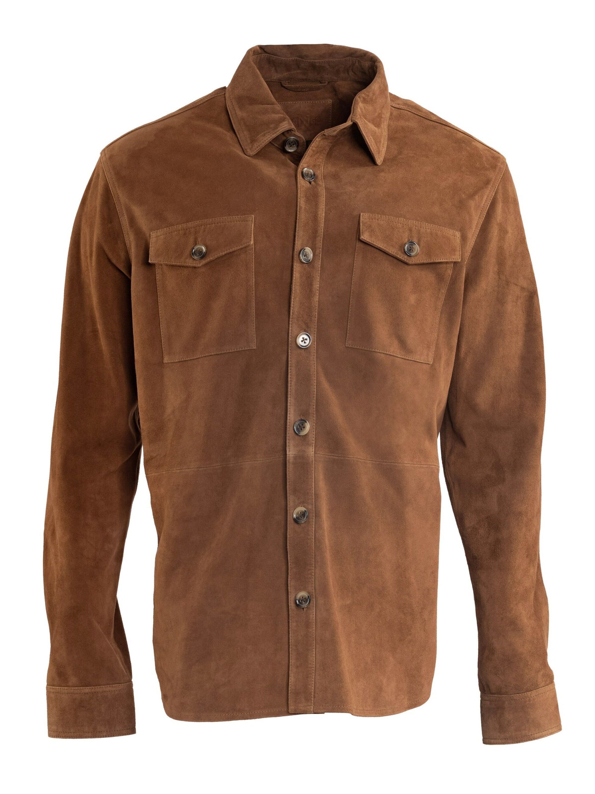 18N62 Regular fit Button Up Shirt 'NEFran' in Brown: front
