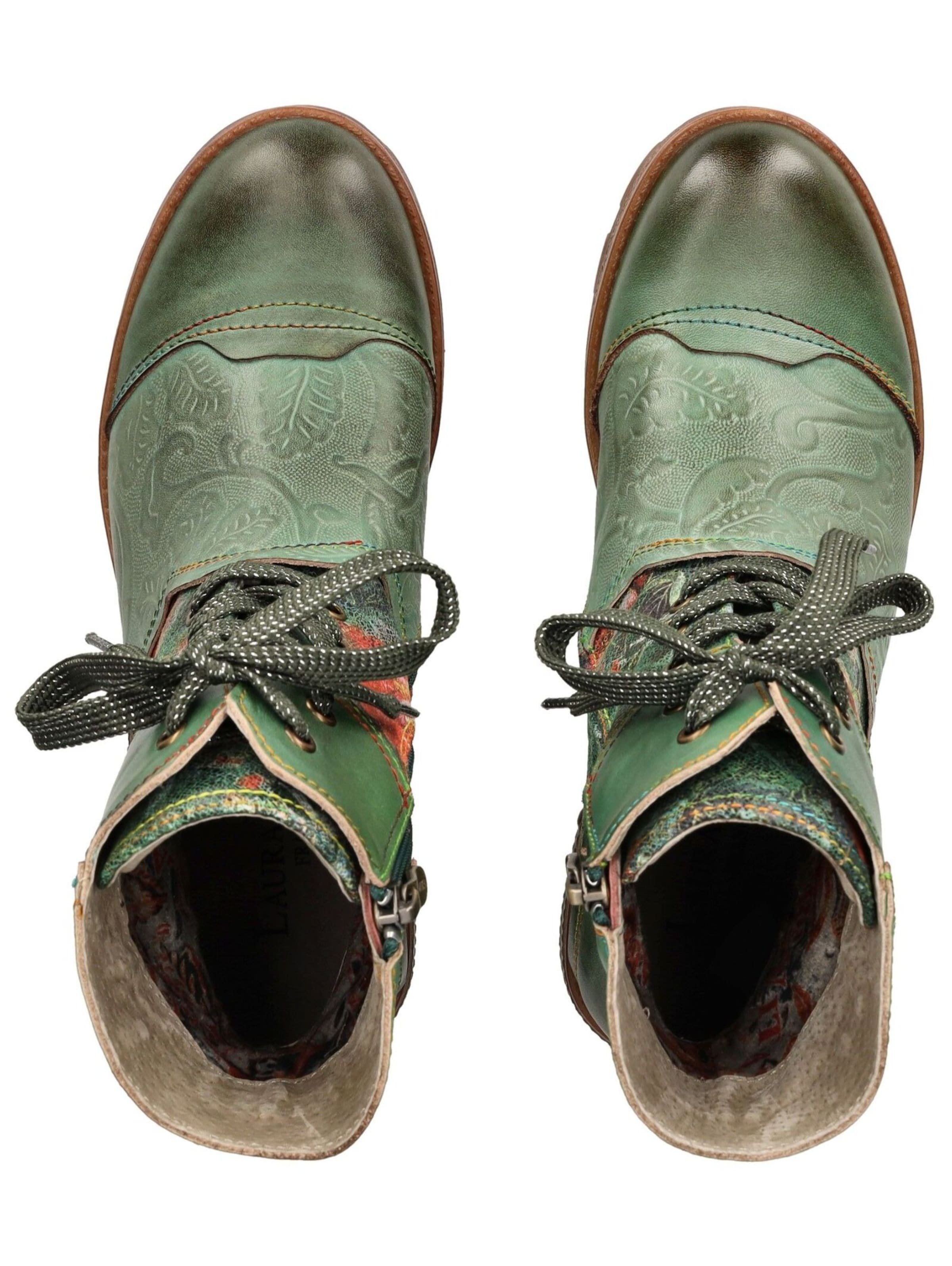 Laura Vita Lace-Up Ankle Boots in Green
