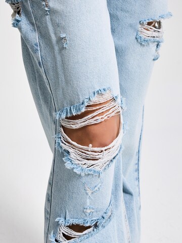 IT'S BASIC Regular Jeans 'RIPPED STRAIGHT MID RISE JEANS' in Blauw