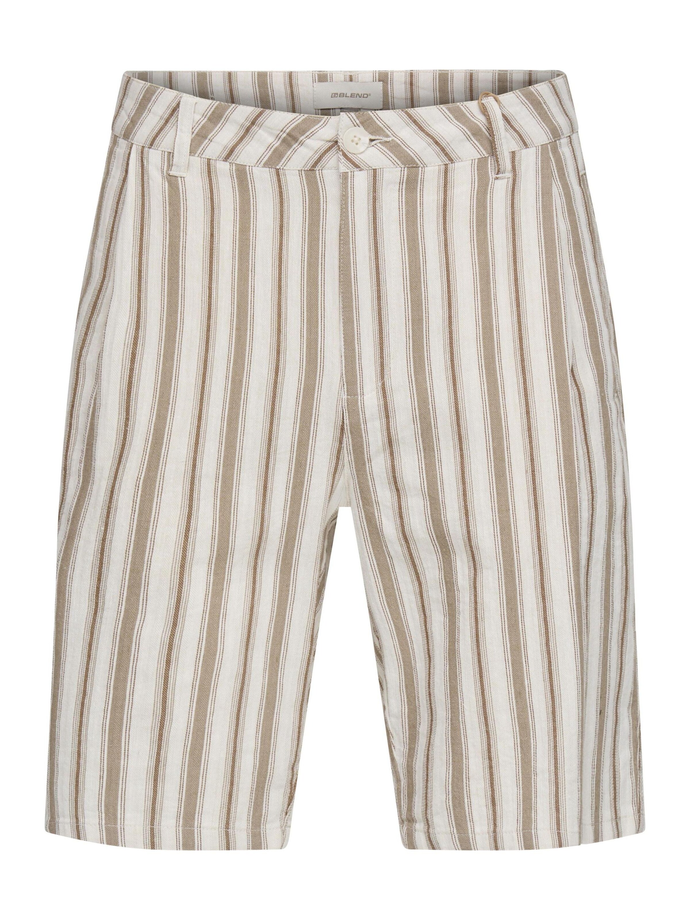 BLEND - Loosefit Calças chino ' BHMaddox Linen Mix Striped ' em bege: frente