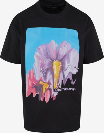 Lost Youth T-Shirt 'Blurred Flowers' in Schwarz: predná strana