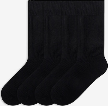 Von Jungfeld Socks 'Fine Ribbed' in Black: front
