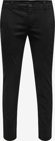 Only & Sons - Pantalón chino 'Pete' en negro: frente