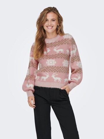 ONLY Pullover 'Xmas' in Pink: predná strana