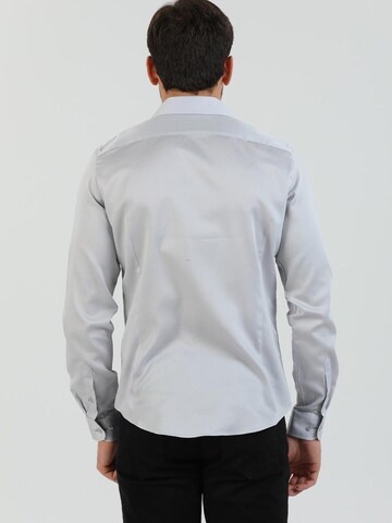 Slim fit Camicia business 'Firenze Satin Man Shirt Black' di 7Camicie in grigio