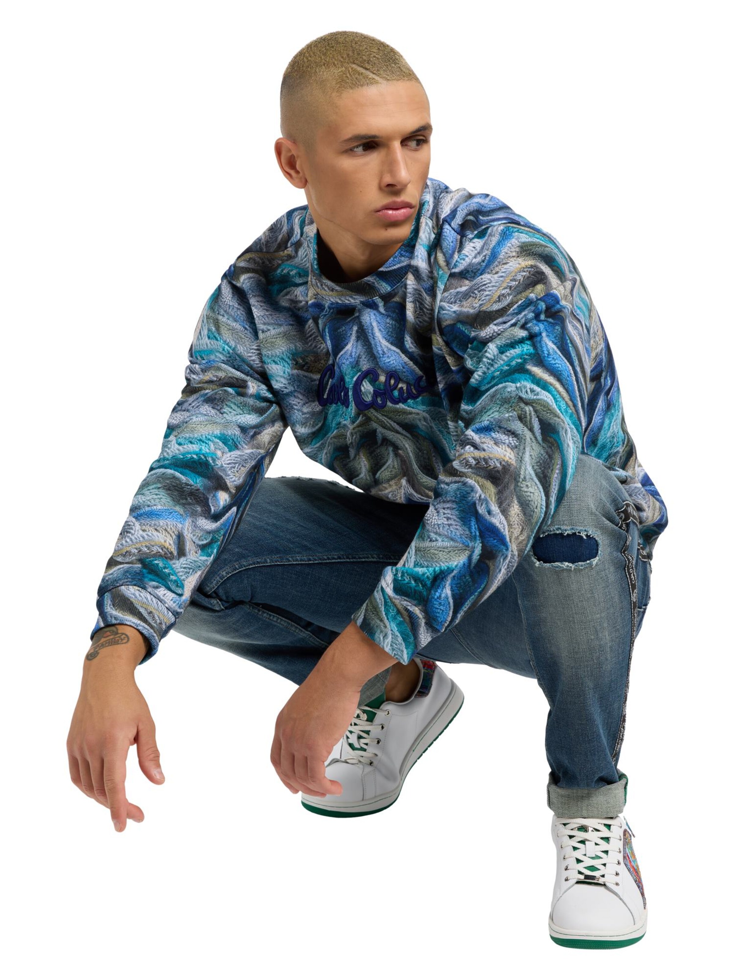 Carlo Colucci Sweatshirt 'Dotti' in Blue