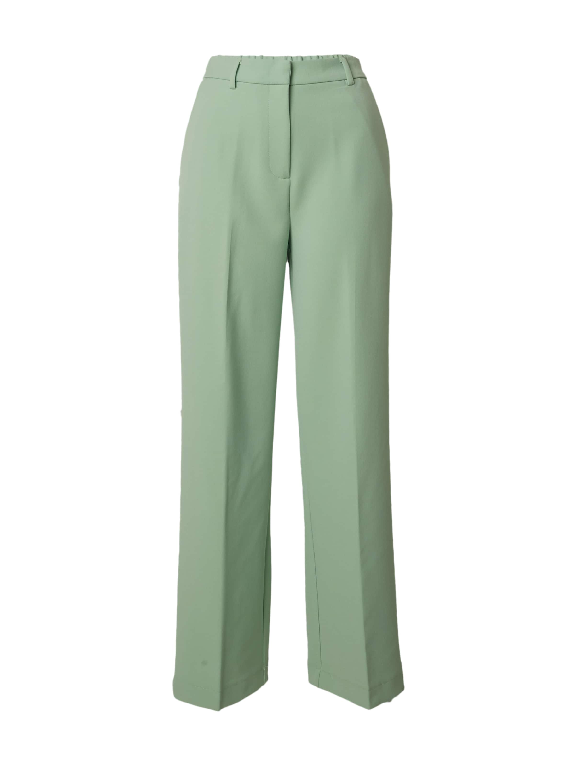 YAS Wide leg Trousers with creases 'LIKKA' in Green: front