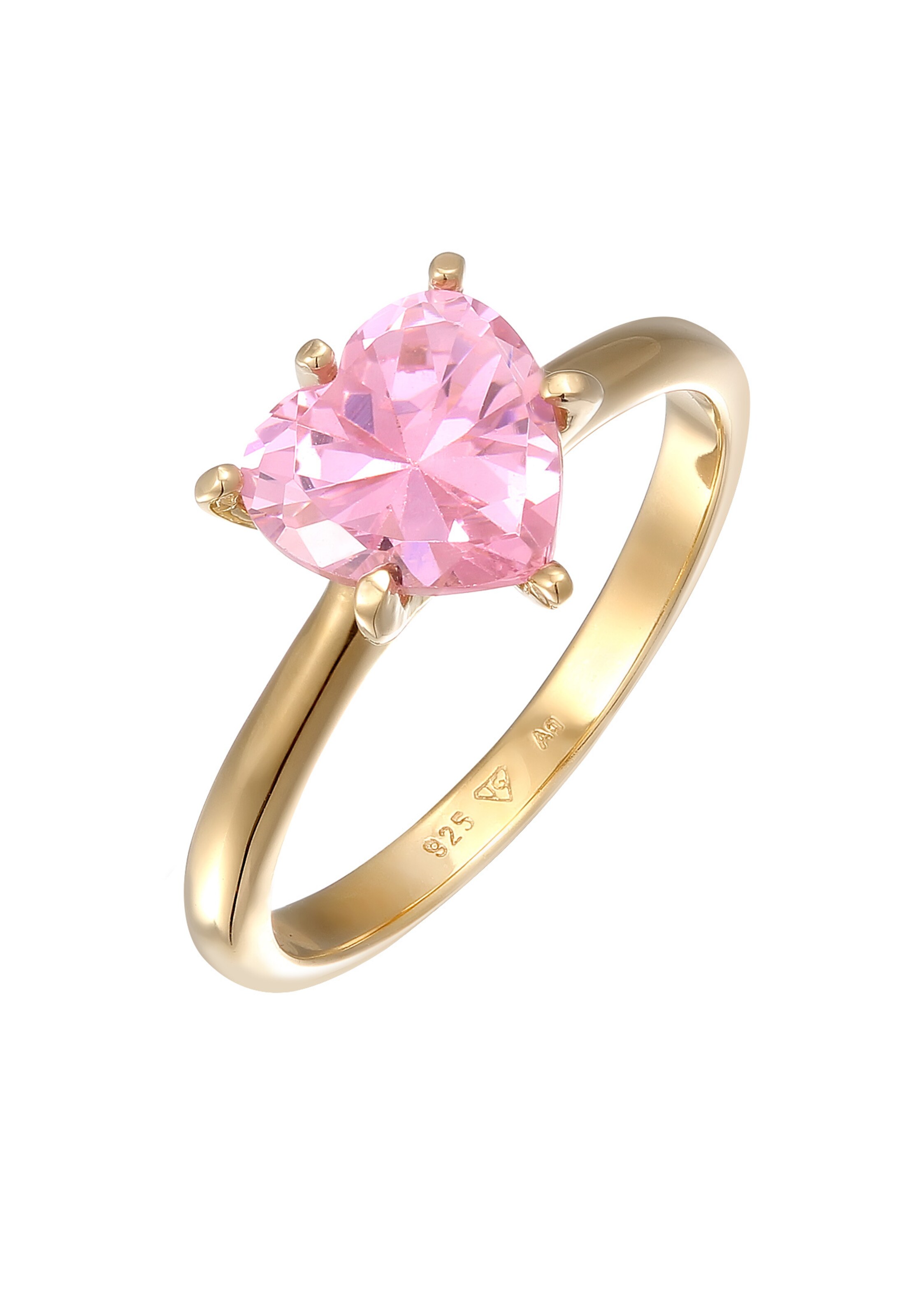 ELLI Ring 'Herz' in Roze: voorkant