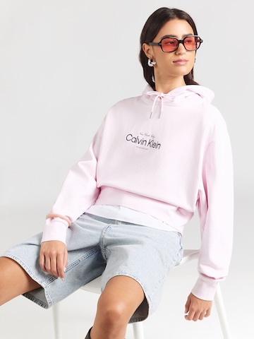 Calvin Klein Jeans Sweatshirt 'CK LOGO CROPPED HOODIE' i blandingsfarvet: forside