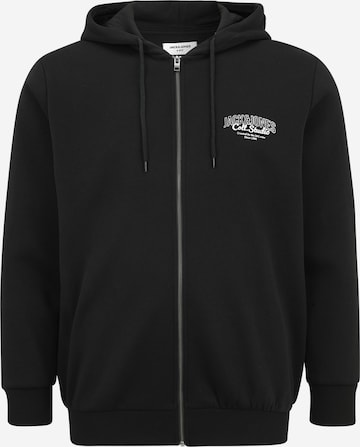 JACK & JONES Кофта на молнии 'JJMAKOTO' в Черный: спереди