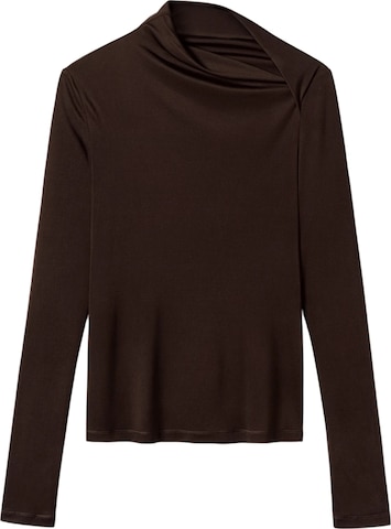 Lilysilk Top 'Seidenjersey Schmales Langarm Top' in Bruin: voorkant