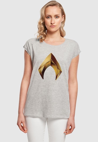 ABSOLUTE CULT T-Shirt 'Aquaman - Emblem' in Grau: predná strana