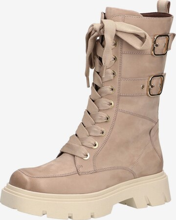 CAPRICE Lace-Up Ankle Boots in Beige: front