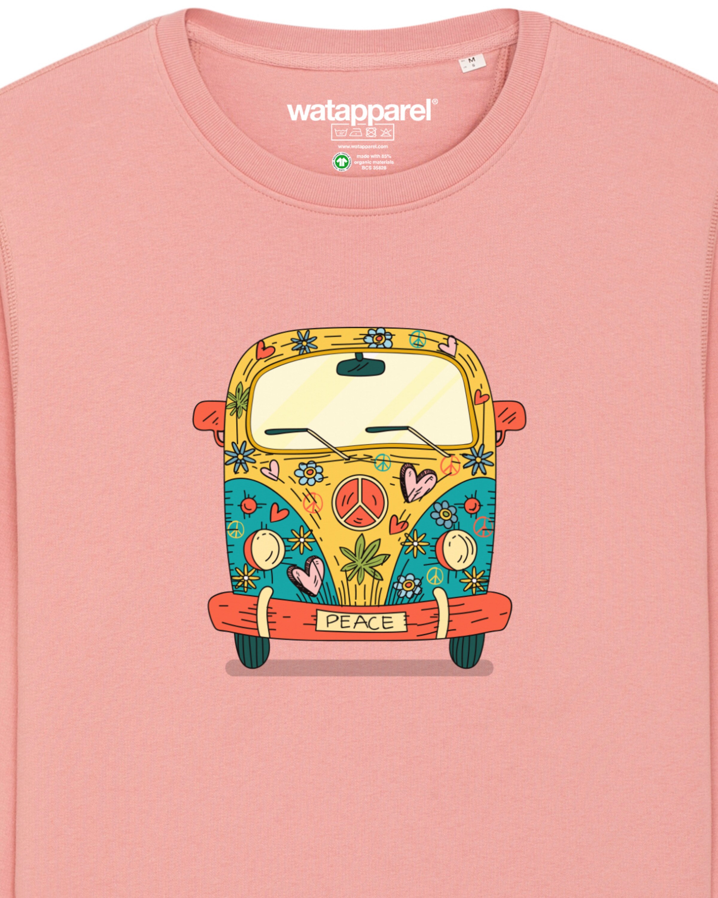 Sweat-shirt ' Hippies Bus ' Watapparel en rose