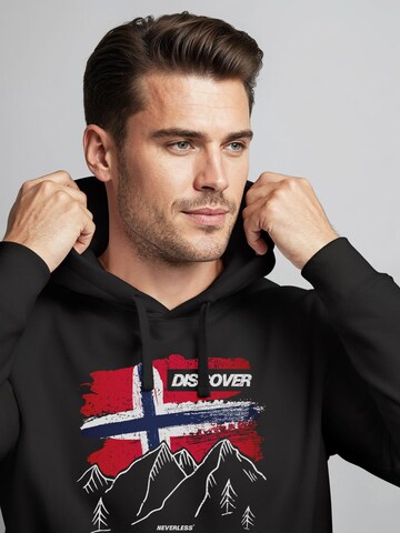 Neverless Sweatshirt 'Discover Norway' in Black