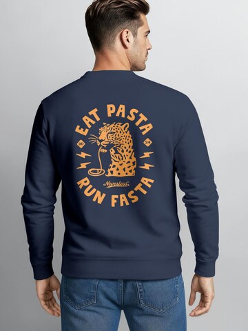 Neverless Sweatshirt 'Eat pasta' in Blue