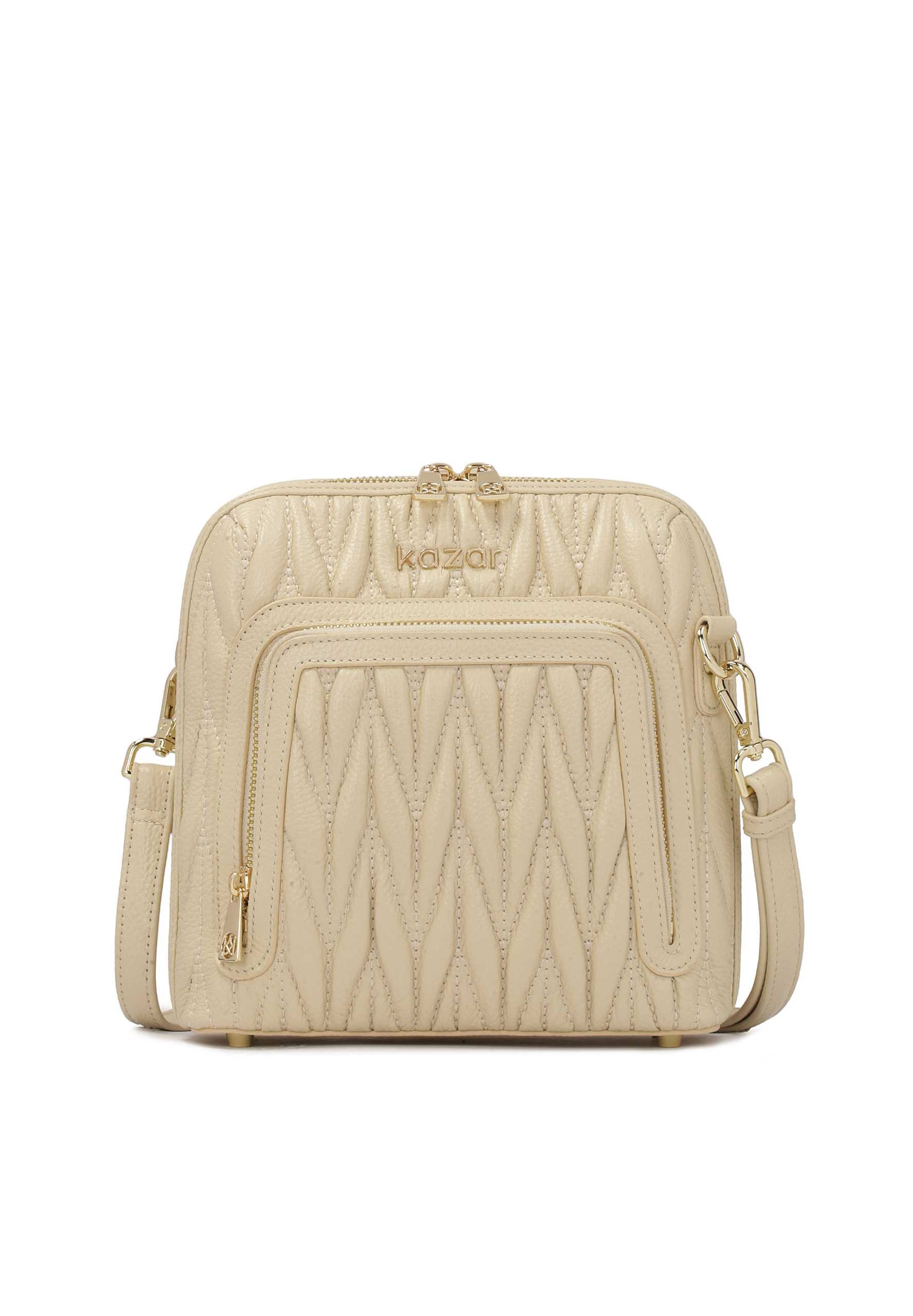 Kazar Crossbody Bag in Beige: front