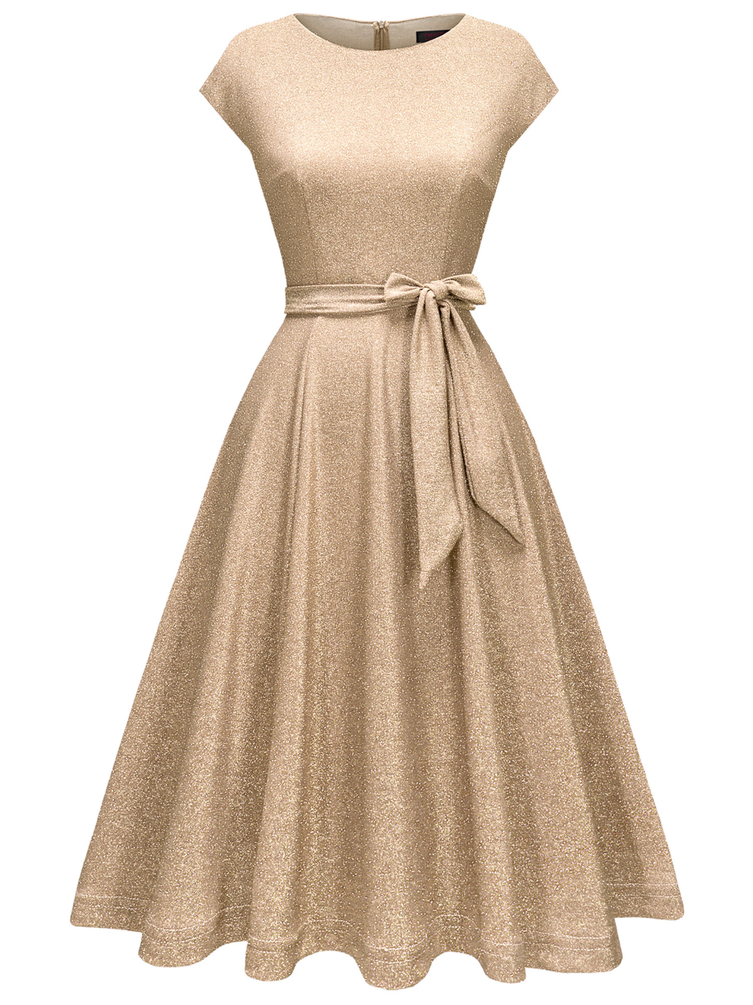 Zapaka Cocktail Dress in Beige: front