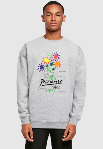 Merchcode Sweatshirt 'Apoh - Picasso Flowers of Peace' in Grey: front