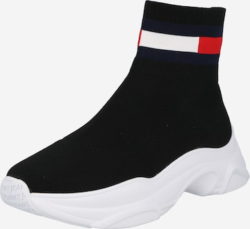 Tommy Jeans - Zapatillas deportivas altas en negro: frente