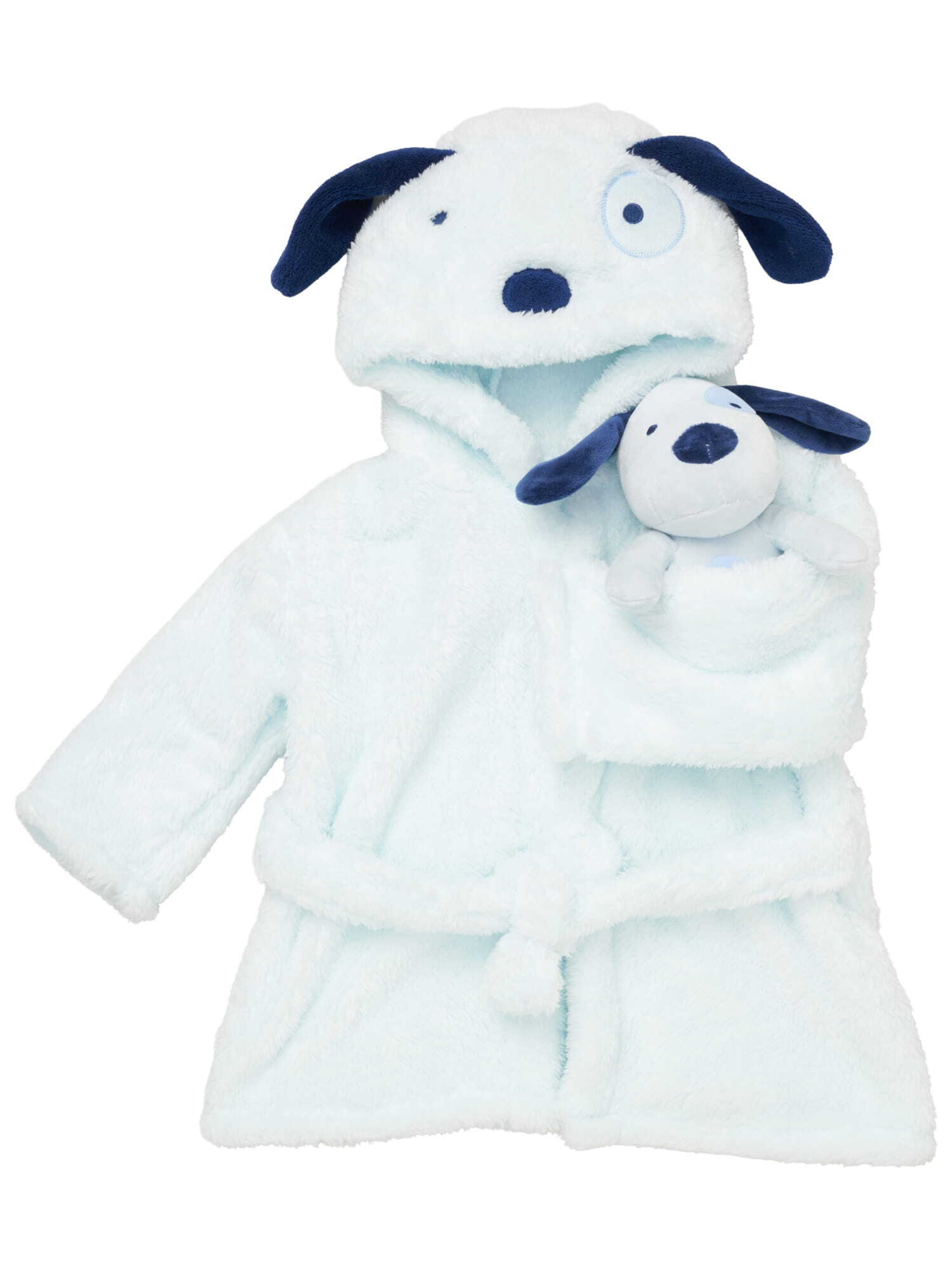 Rock a Bye Baby Boutique Bathrobe 'Hund' in Blue: front