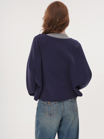 yoligex Tussenjas 'YOLIGEX Kurze Jacke Marineblau Stehkragen Reißverschluss Cape-Design' in Blauw